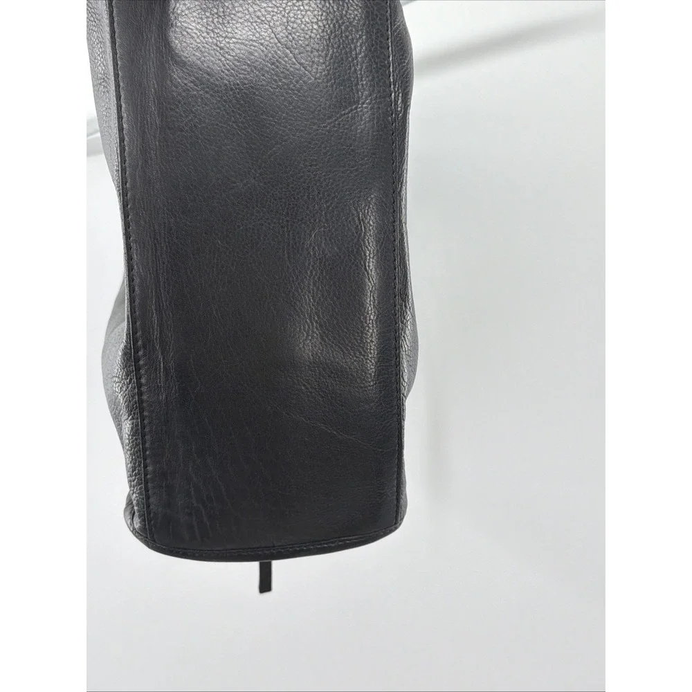 American‎ Leather Company Lenox Triple Entry Black Leather Satchel Handbag